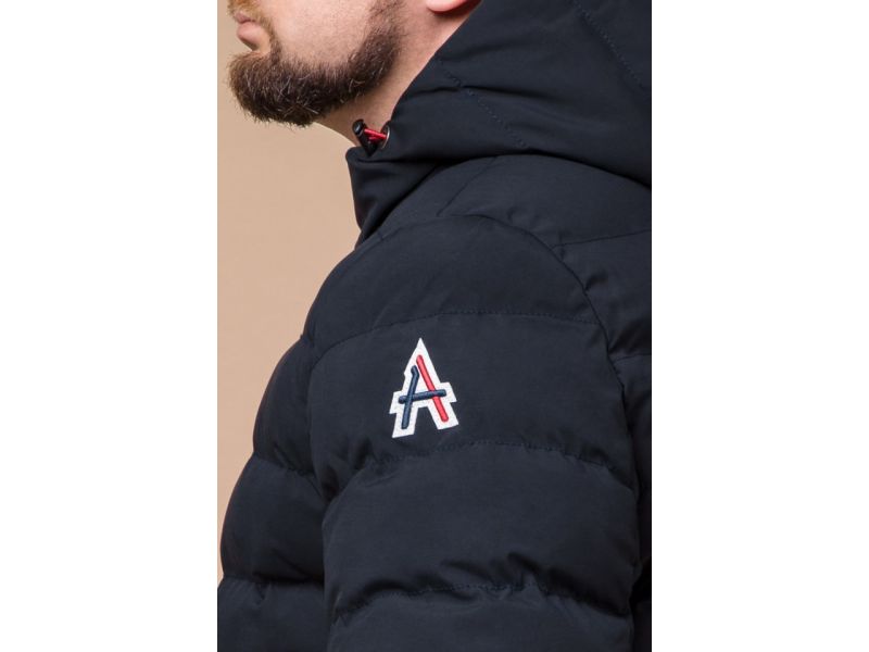 Куртка короткая мужская зимняя цвет темно-синий-красный модель 45115, фото 8