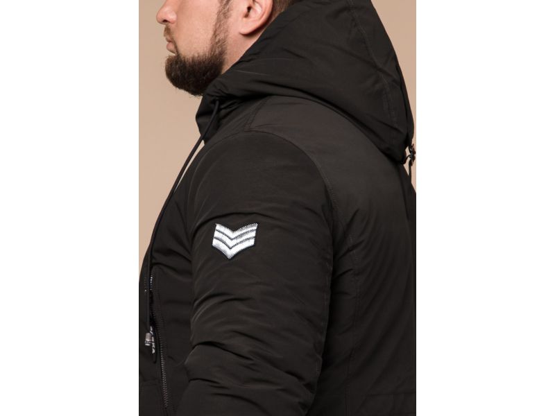 Коричневая парка мужская зимняя с капюшоном модель 19058, фото 8