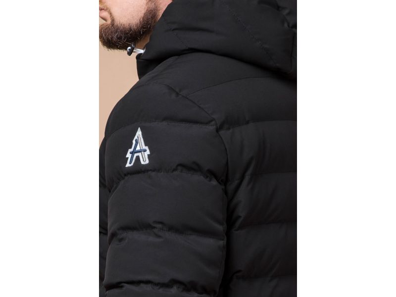 Куртка зимняя на молнии мужская цвет черный-серебро модель 45115, фото 8