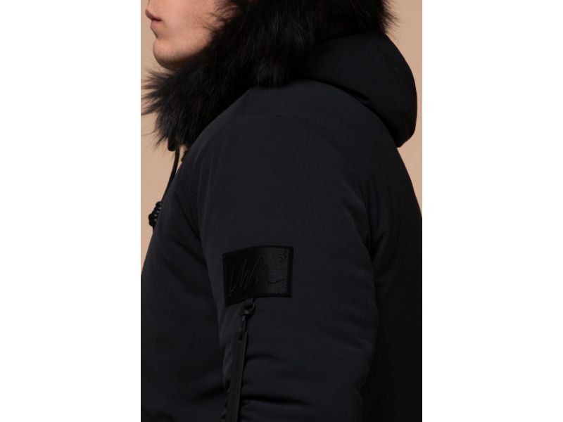 Мужская парка черная зимняя с карманами модель 9842, фото 8