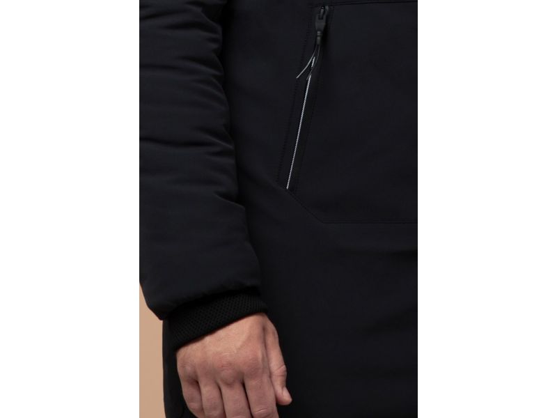 Мужская парка черная зимняя с карманами модель 9842, фото 7