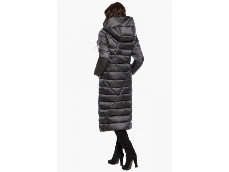 Графитовый женский воздуховик на зиму модель 31058, фото 7