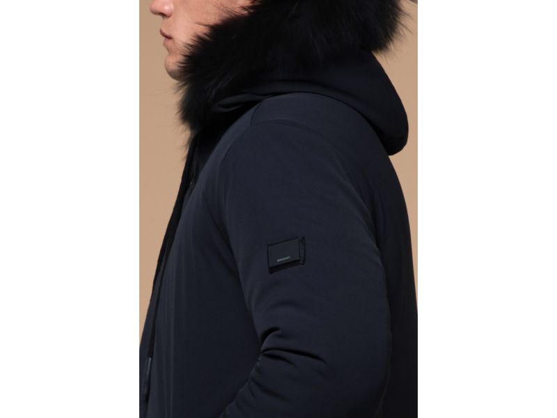 Темно-синяя парка зимняя мужская на молнии модель 9985, фото 8