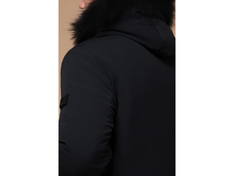 Зимняя мужская черная парка с внешними карманами модель 9985, фото 8