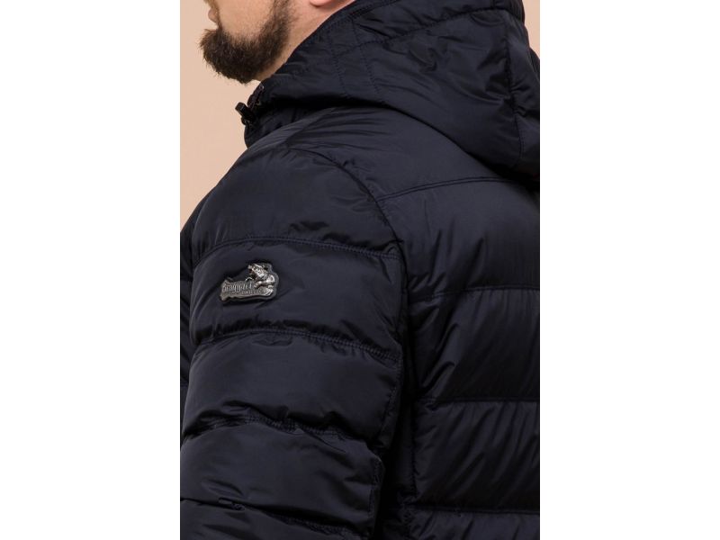 Куртка большого размера для мужчин зимняя черно-синяя модель 12952, фото 8