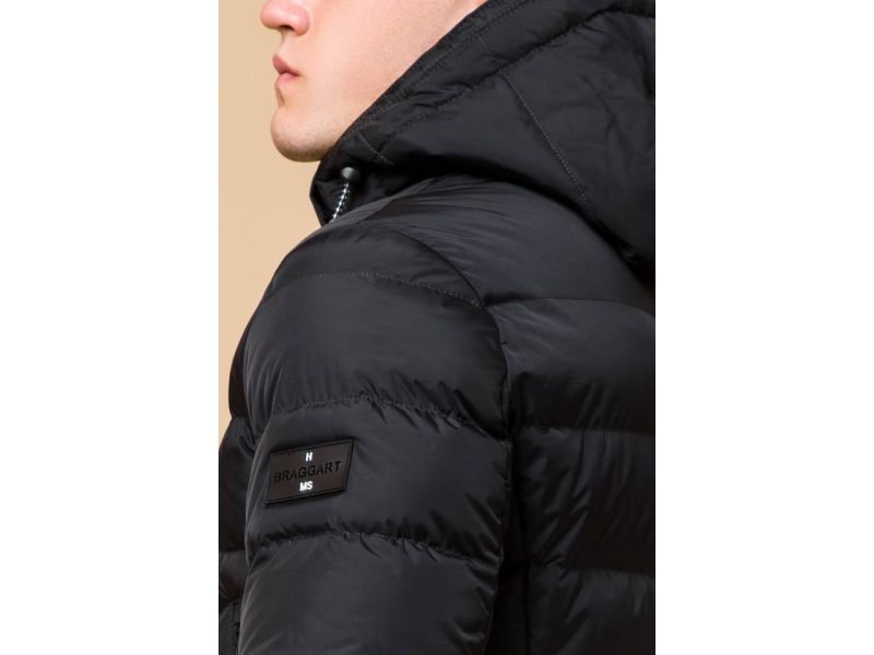 Черная мужская зимняя куртка с карманами модель 37533, фото 8