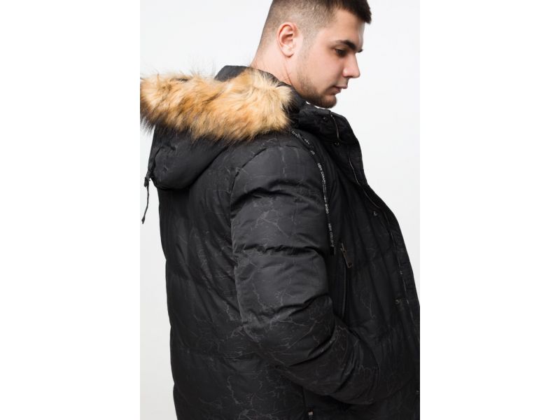 Черная дизайнерская мужская зимняя молодежная куртка с кнопками модель 25070, фото 10