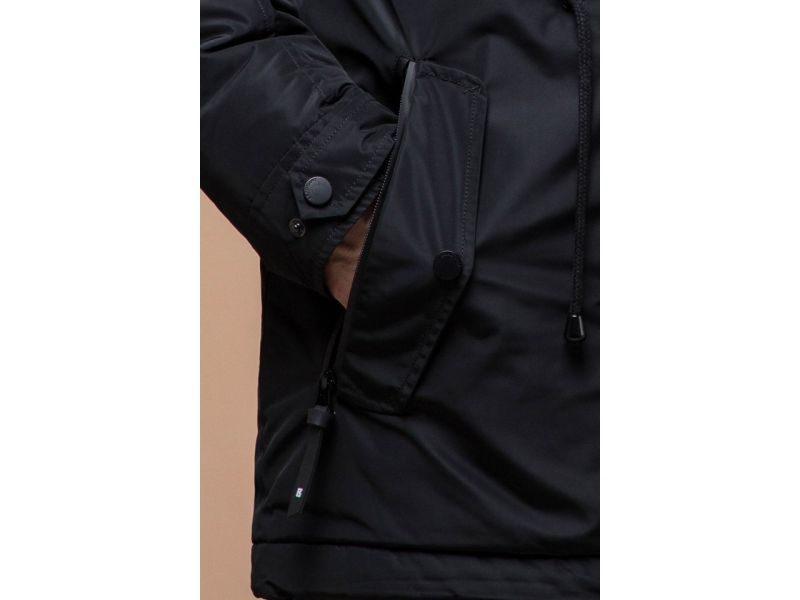 Парка черная зимняя мужская с водозащитным покрытием модель 49720, фото 7