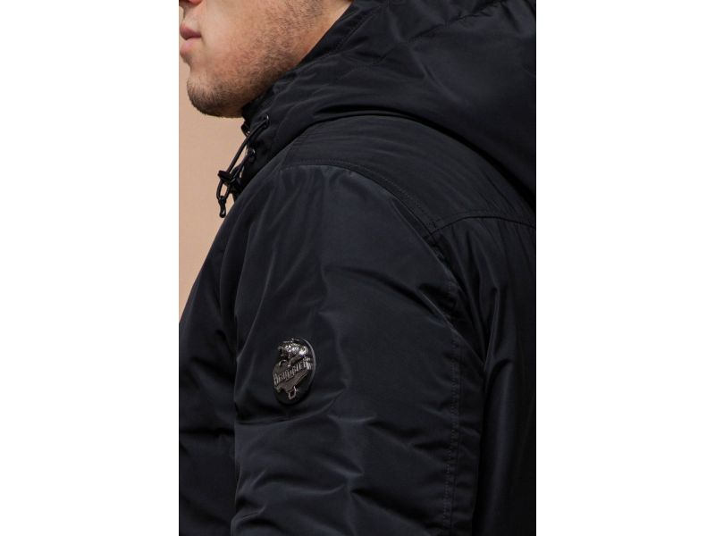 Парка черная зимняя мужская с водозащитным покрытием модель 49720, фото 8