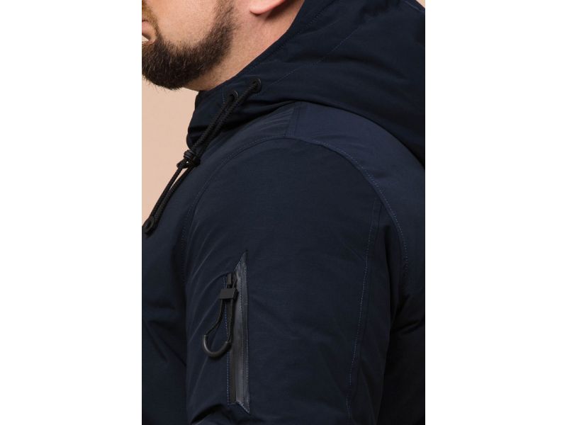 Зимняя темно-синяя парка для мужчин модель 23425, фото 8