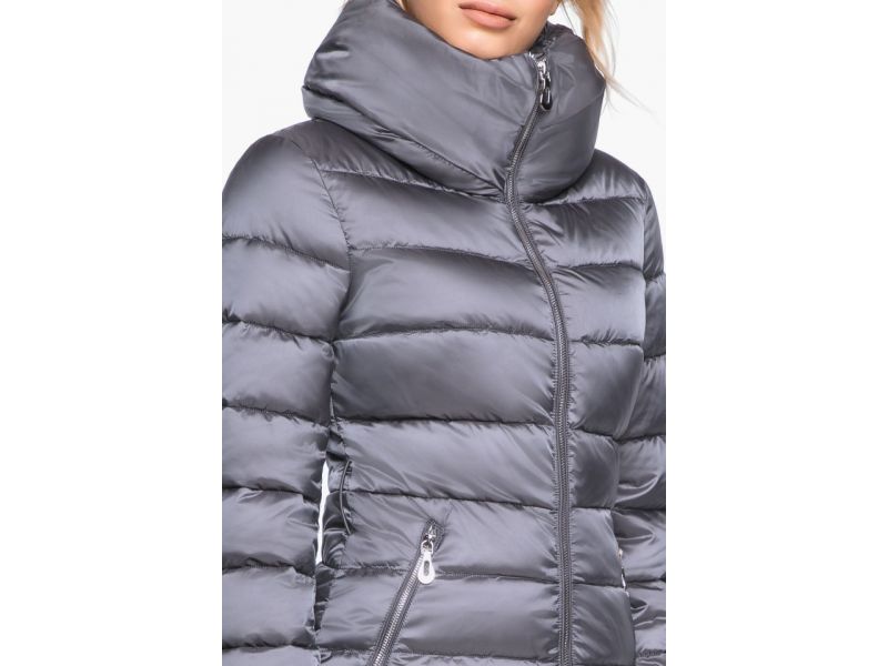Жемчужно-серый зимний воздуховик женский модель 31074, фото 7