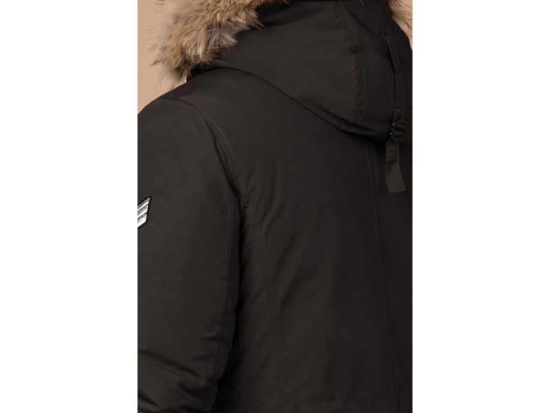 Мужская коричневая парка зимняя с меховой опушкой модель 20758, фото 8