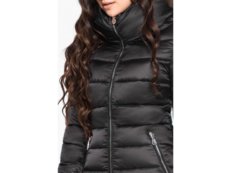 Черный воздуховик женский на зиму модель 31074, фото 7