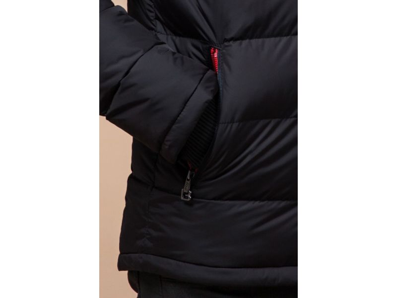 Зимняя мужская куртка с меховой опушкой цвет черный-красный модель 38268, фото 7