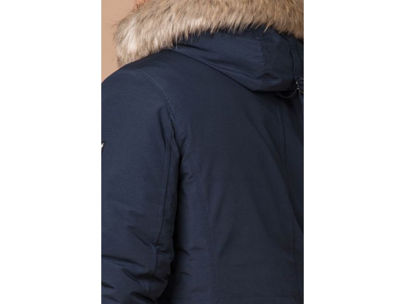 Синяя мужская зимняя парка с кулиской модель 20758, фото 8