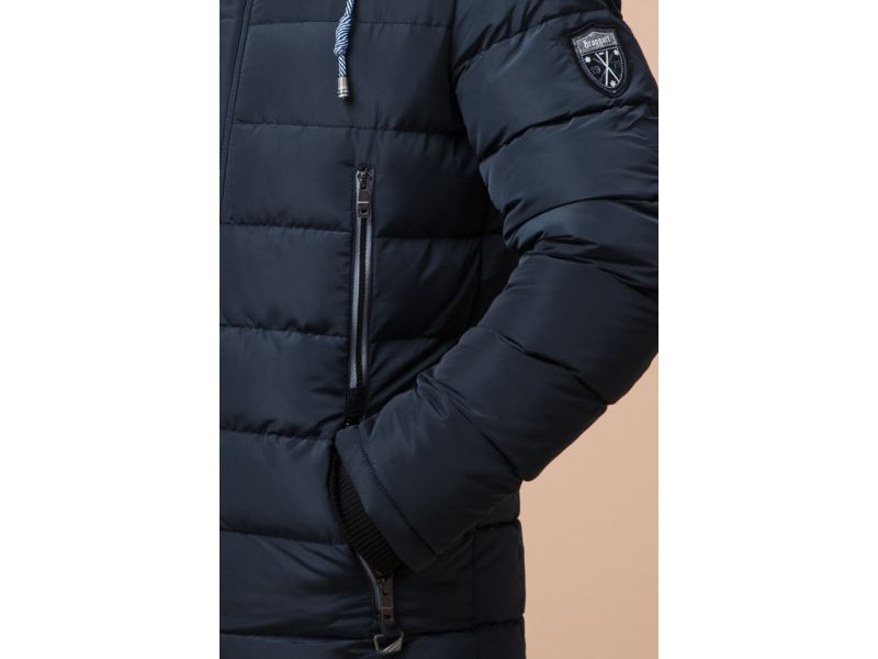 Брендовая куртка синяя мужская на зиму модель 38828, фото 7