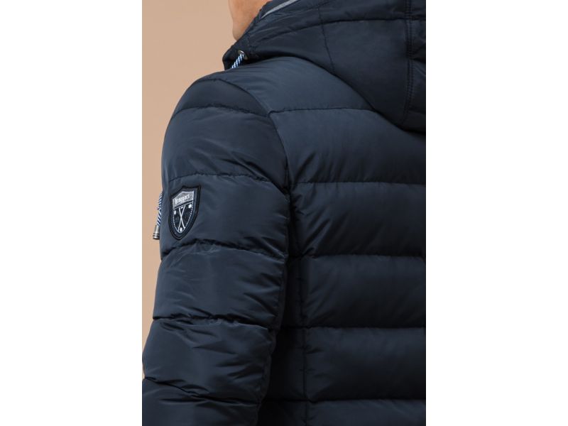 Брендовая куртка синяя мужская на зиму модель 38828, фото 8