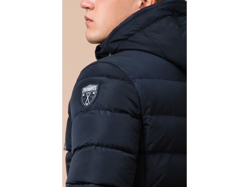 Темно-синяя износостойкая куртка на зиму для мужчин модель 38828, фото 8