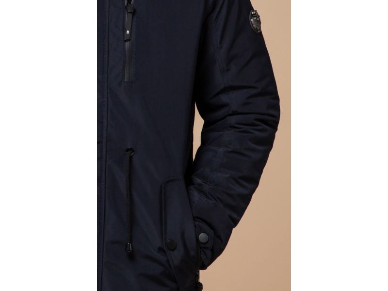 Парка синяя зимняя мужская прямого фасона модель 31720, фото 7