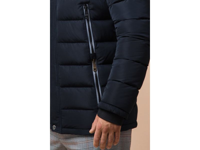 Темно-синяя износостойкая куртка на зиму для мужчин модель 38828, фото 7