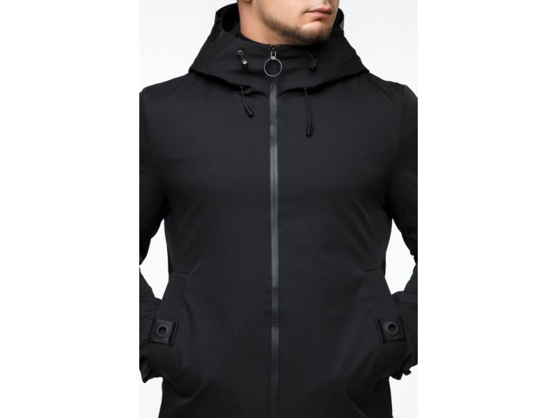 Черная парка осенне-весенняя мужская молодежная модель 25650, фото 8