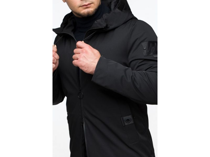 Черная парка осенне-весенняя мужская молодежная модель 25650, фото 9