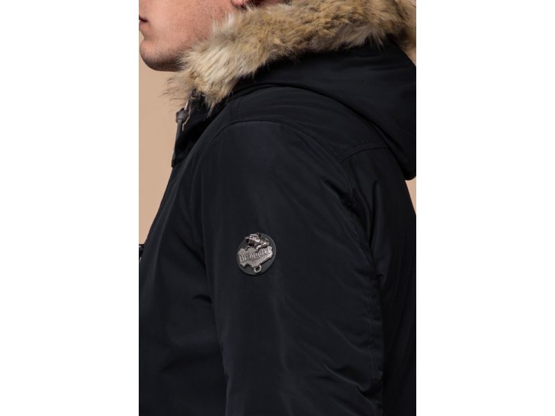 Черная мужская парка зимняя с кнопками модель 31720, фото 8