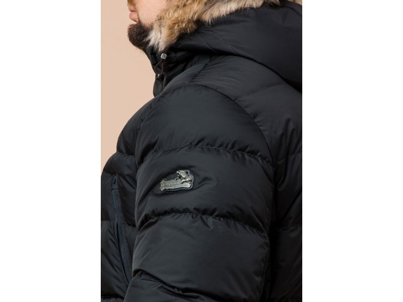 Мужская куртка большого размера графитового цвета на зиму модель 37762, фото 8