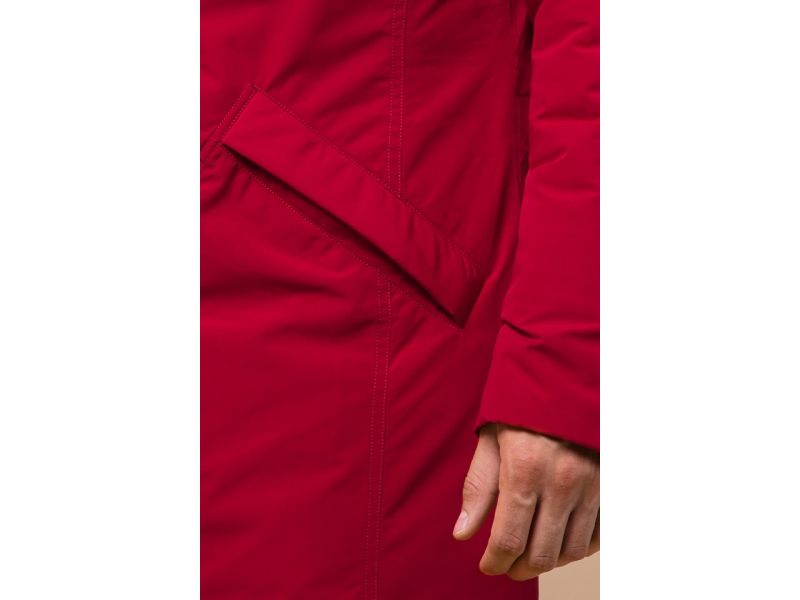 Мужская красная парка зимняя с прорезными карманами модель 23675, фото 7