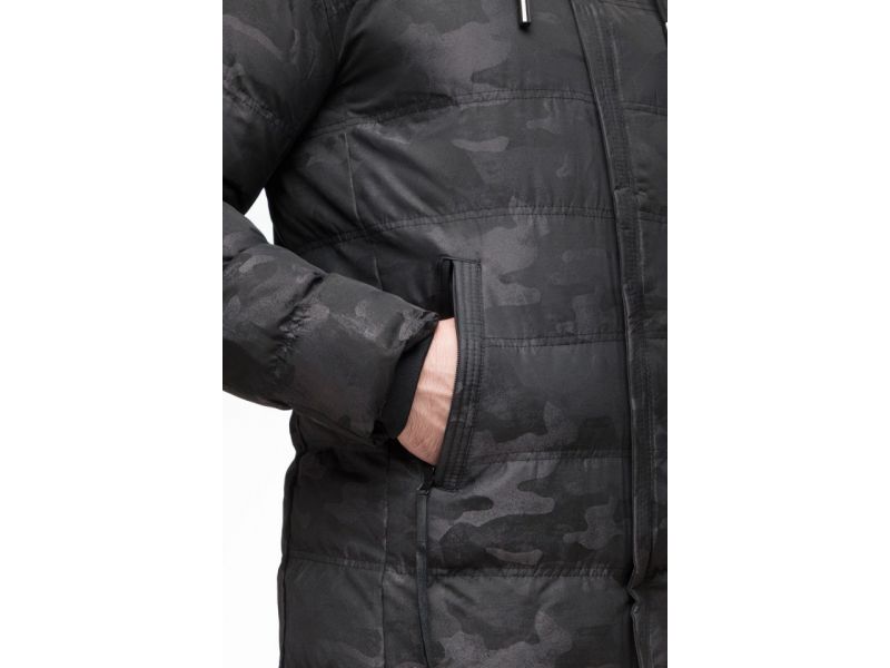 Молодежная мужская куртка дизайнерская зимняя в стиле милитари черная модель 25380, фото 9