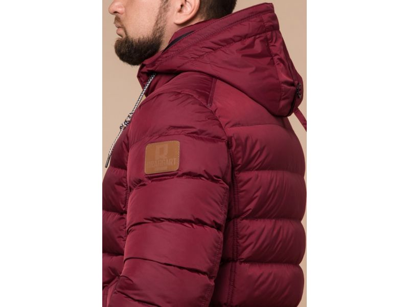 Мужская бордовая куртка с карманами зимняя модель 46215, фото 8