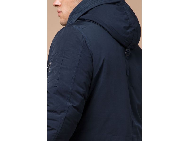 Зимняя мужская парка синего цвета модель 23675, фото 8