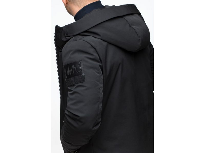 Парка мужская осенне-весенняя молодежная черная модель 25740, фото 10