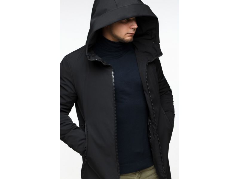 Парка мужская осенне-весенняя молодежная черная модель 25740, фото 8