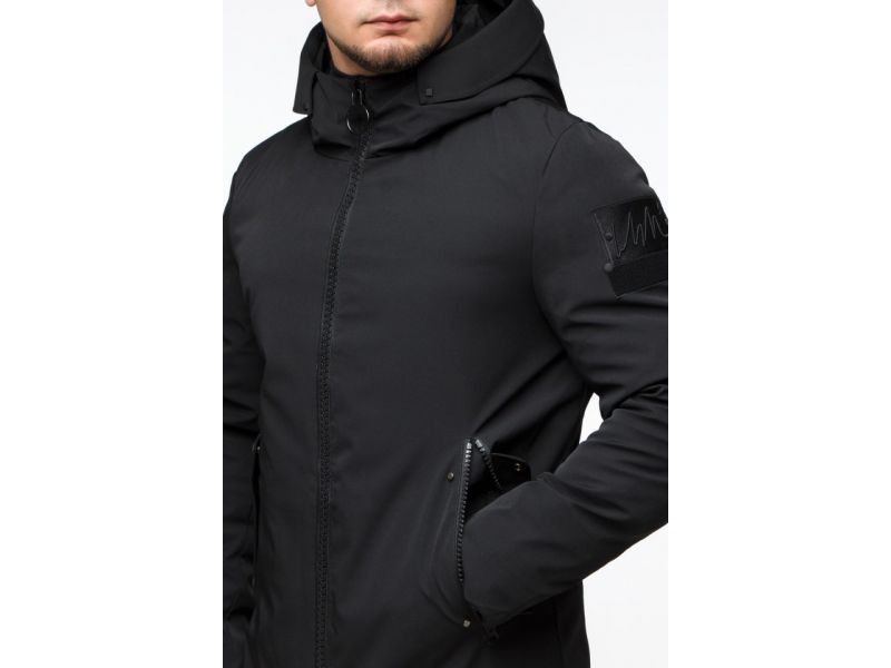 Парка мужская осенне-весенняя молодежная черная модель 25740, фото 9