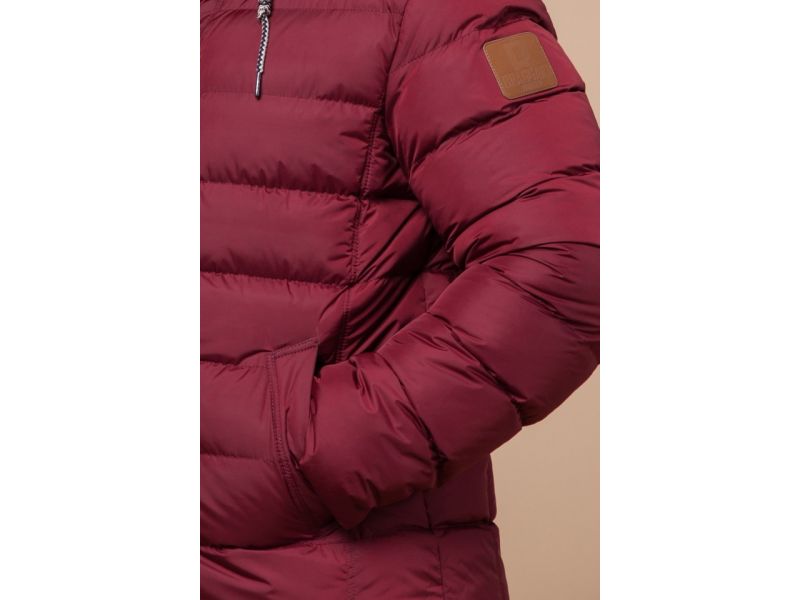 Мужская бордовая куртка с карманами зимняя модель 46215, фото 7