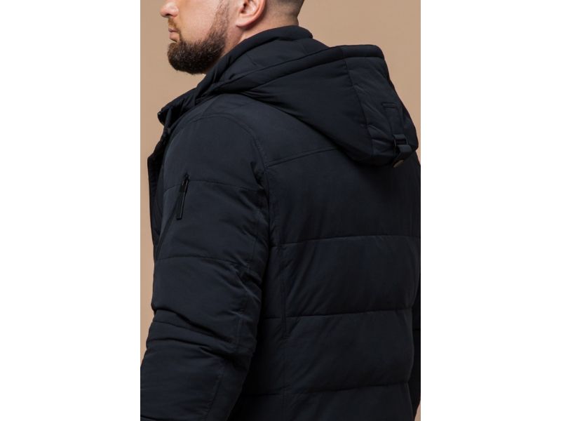 Куртка мужская черного цвета оригинального дизайна на зиму модель 15625, фото 8