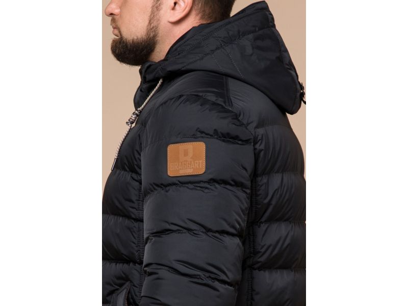 Мужская куртка с капюшоном графитовая зимняя модель 46215, фото 8