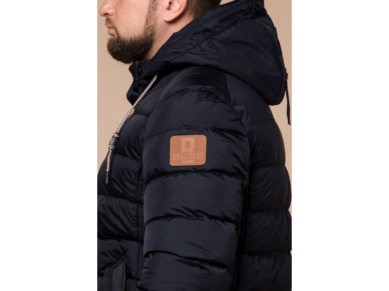 Мужская зимняя сине-черная куртка на молнии модель 46215, фото 8