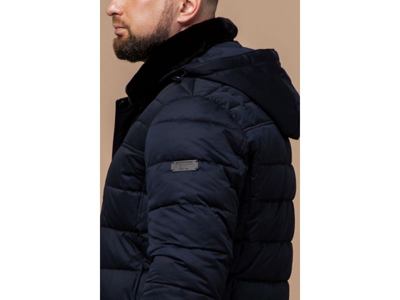 Куртка стильная мужская темно-синего цвета зимняя модель 17193, фото 8
