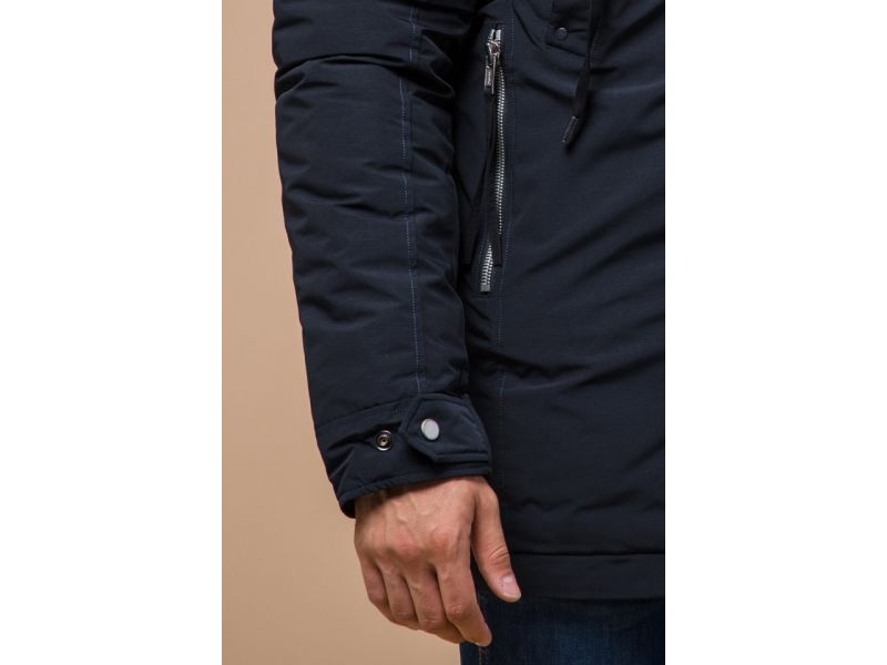 Мужская зимняя парка темно-синего цвета модель 28431, фото 7