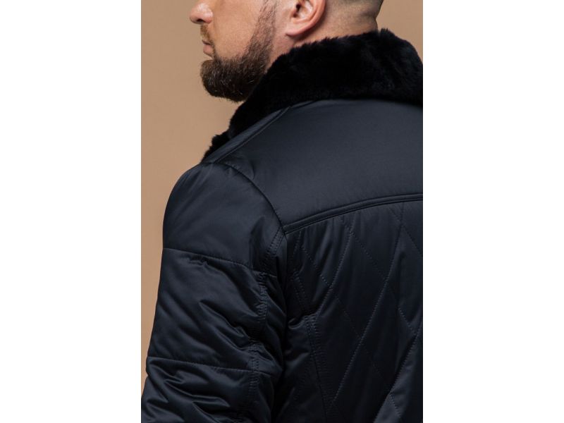 Черно-синяя мужская теплая куртка на зиму модель 17602, фото 8