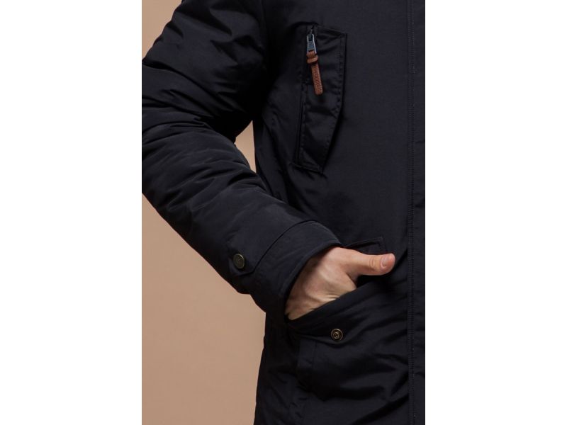 Зимняя парка мужская черного цвета модель 32450, фото 7