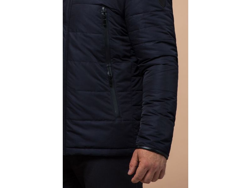 Мужская куртка темно-синего цвета зимняя теплая модель TCX1009, фото 7