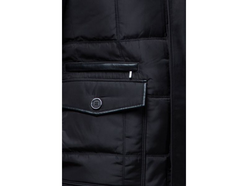 Мужской пуховик модный зимний цвет черный модель 3845, фото 7