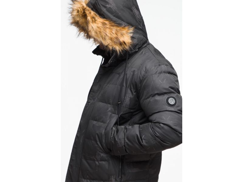 Серая мужская молодежная куртка зимняя дизайнерская длинная модель 25300, фото 9