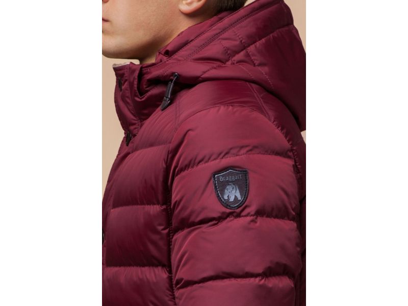 Куртка бордового цвета зимняя на молнии мужская модель 20849, фото 8