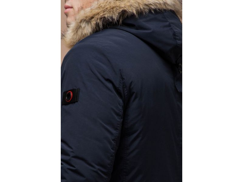 Мужская зимняя парка теплая цвет синий-красный модель 38230, фото 8