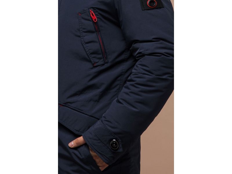 Мужская зимняя парка теплая цвет синий-красный модель 38230, фото 7
