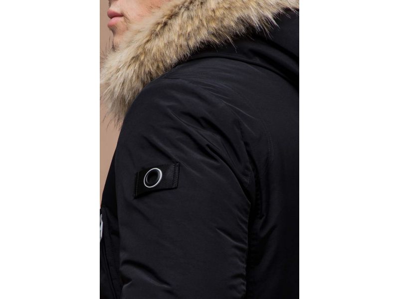 Зимняя мужская парка стандартной длины цвет черный-серый модель 38230, фото 8